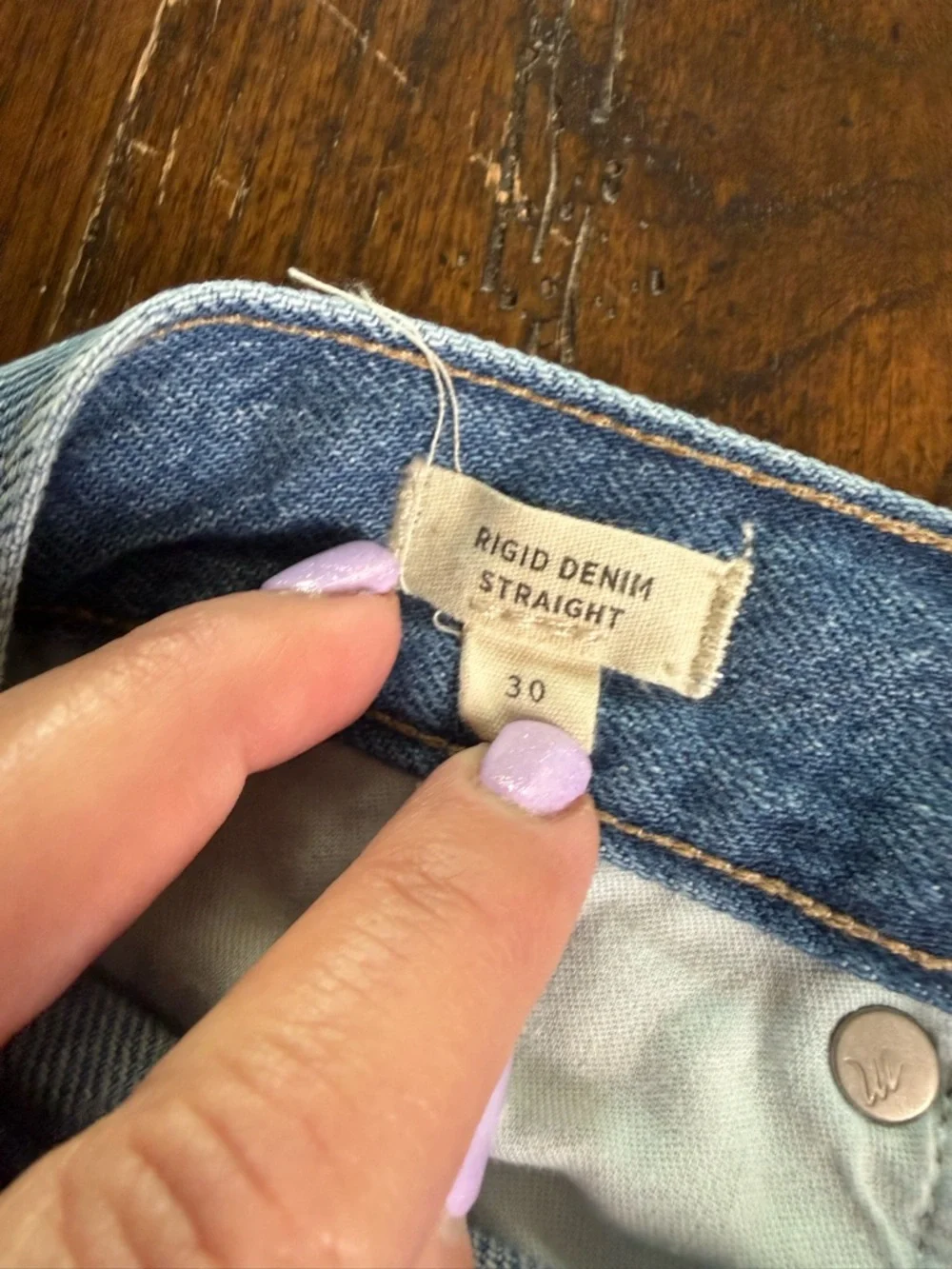 Madewell Light Wash Distressed Denim Mini Skirt 30”‎